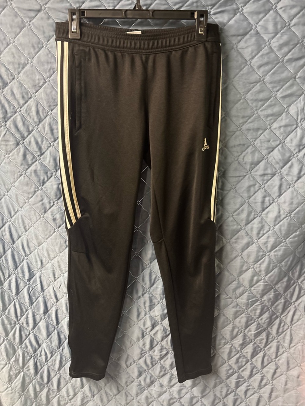 adidas Black Track Pants with Cream Stripes